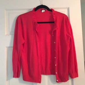 JCrew merino wool cardigan in geranium